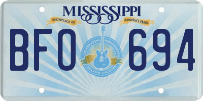 MS license plate BFO694