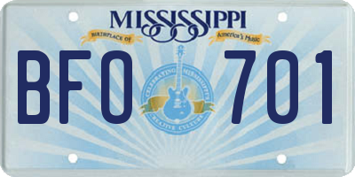 MS license plate BFO701