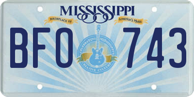 MS license plate BFO743