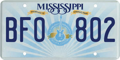 MS license plate BFO802