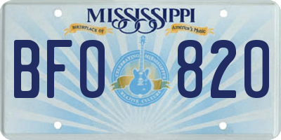 MS license plate BFO820