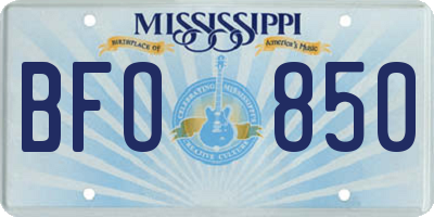 MS license plate BFO850