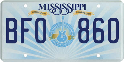 MS license plate BFO860