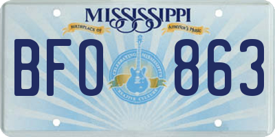 MS license plate BFO863