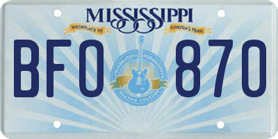MS license plate BFO870