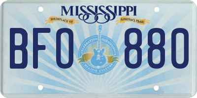 MS license plate BFO880