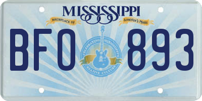 MS license plate BFO893