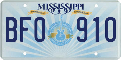 MS license plate BFO910
