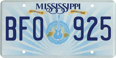 MS license plate BFO925