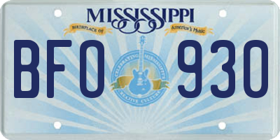 MS license plate BFO930