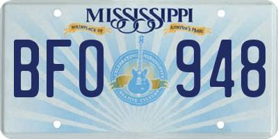 MS license plate BFO948
