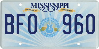 MS license plate BFO960