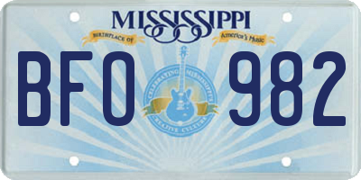 MS license plate BFO982