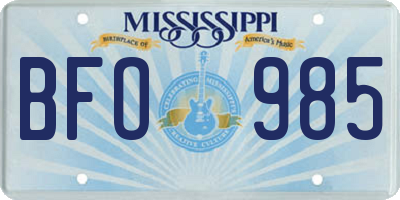 MS license plate BFO985