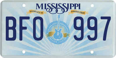 MS license plate BFO997