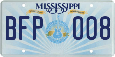 MS license plate BFP008