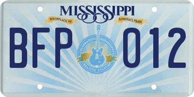 MS license plate BFP012