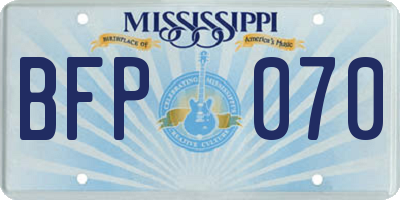 MS license plate BFP070
