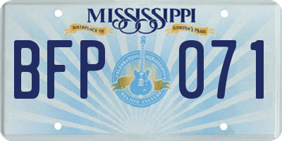MS license plate BFP071