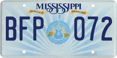 MS license plate BFP072