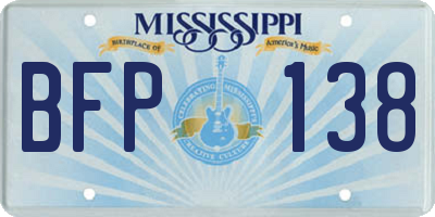 MS license plate BFP138