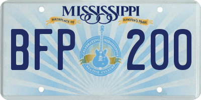 MS license plate BFP200