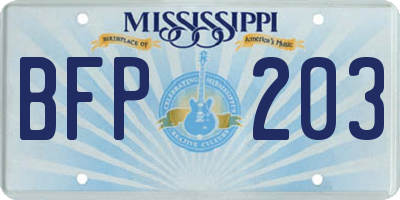 MS license plate BFP203