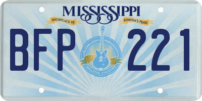MS license plate BFP221