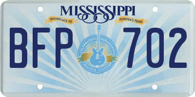 MS license plate BFP702