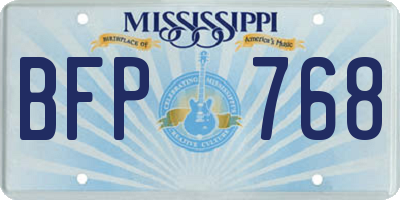 MS license plate BFP768