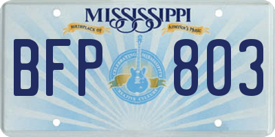 MS license plate BFP803