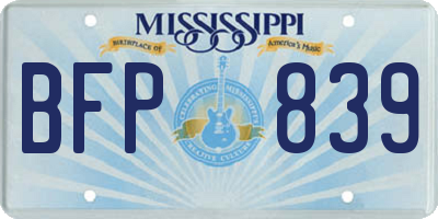 MS license plate BFP839