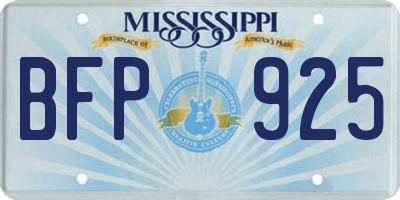 MS license plate BFP925