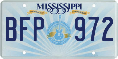 MS license plate BFP972