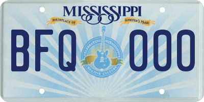 MS license plate BFQ000