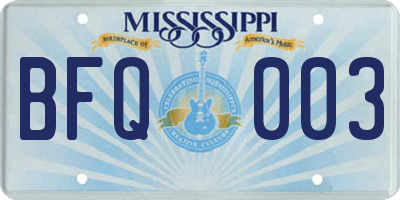 MS license plate BFQ003