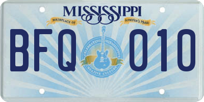 MS license plate BFQ010