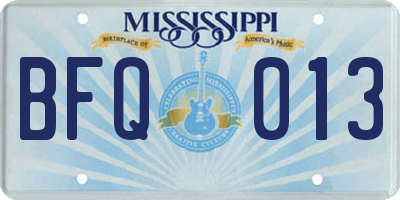 MS license plate BFQ013