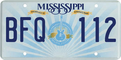MS license plate BFQ112