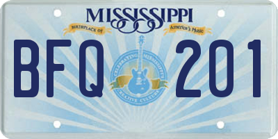 MS license plate BFQ201