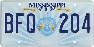 MS license plate BFQ204