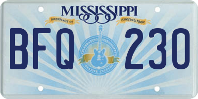MS license plate BFQ230