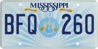 MS license plate BFQ260