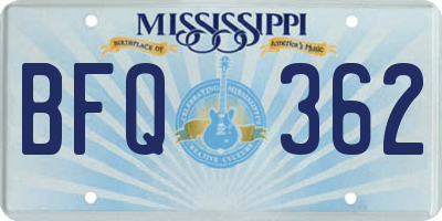 MS license plate BFQ362
