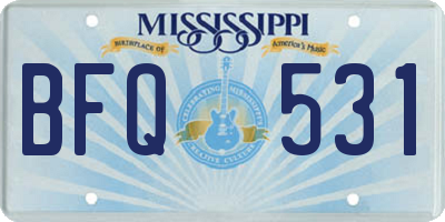 MS license plate BFQ531