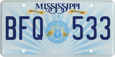 MS license plate BFQ533