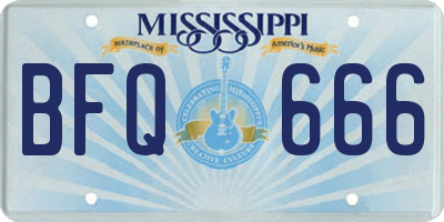 MS license plate BFQ666