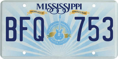 MS license plate BFQ753