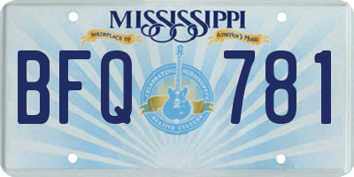 MS license plate BFQ781