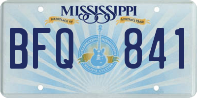 MS license plate BFQ841